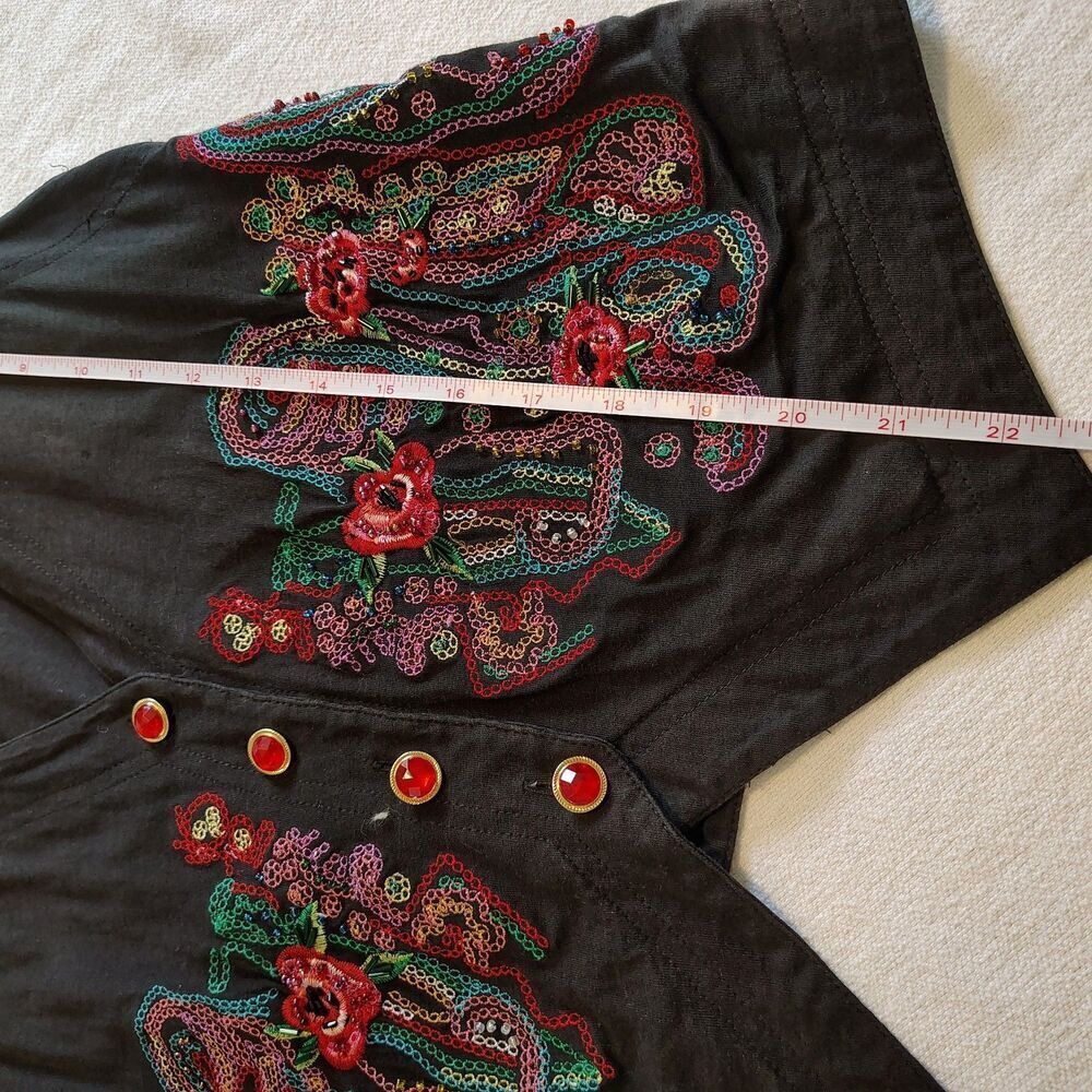Vintage Beaded Paisley Embroidered Vest Womens Size S Black Boho Retro - Picture 4 of 7